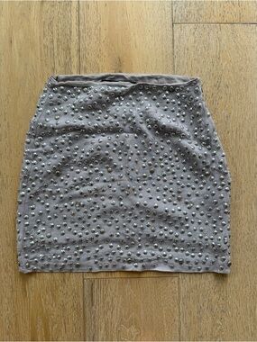 French Connection Taupe Embellished Pencil Skirt